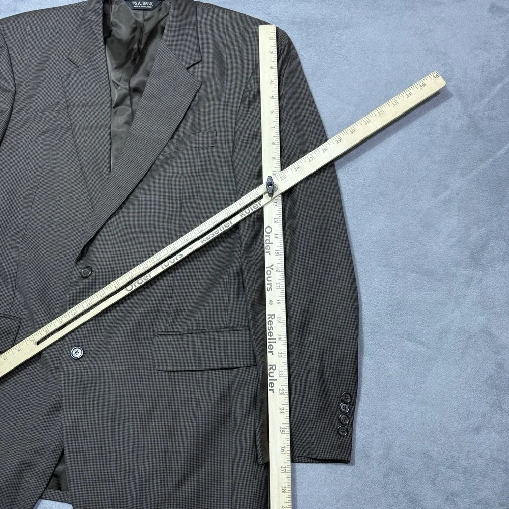 Jos A Bank Blazer Mens 44L Black Brown Micro-Houndstooth 100% Wool Sport Coat